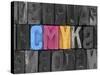 CMYK Made from Old Letterpress Blocks-sqback-Stretched Canvas