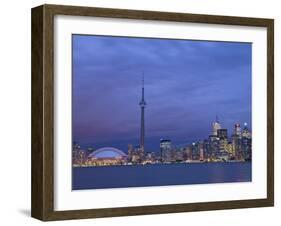 CN Tower and Toronto Skyline at Dusk, Toronto, Ontario, Canada-Michele Falzone-Framed Photographic Print