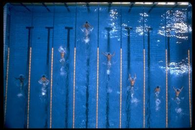 US Athlete Mark Spitz Leads in the 200 Meter Butterfly at the Summer Olympics