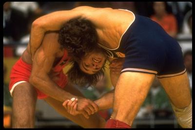 Wrestlers Wayne Wells and Ali Demirtas in Action at the Summer Olympics