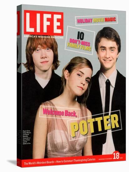 Co-stars of Harry Potter films Rupert Grint, Emma Watson and Daniel Radcliffe, November 18, 2005-Kayt Jones-Stretched Canvas