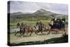 Coach and Four Horses on the Open Road-Alfred Frank De Prades-Stretched Canvas