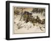 Coach and Snow-null-Framed Art Print