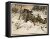 Coach and Snow-null-Framed Stretched Canvas