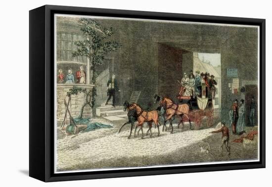 Coach Arriving in the Yard of an Inn, 1890-James Pollard-Framed Stretched Canvas