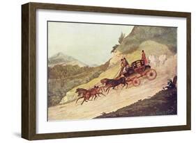 Coach Going Down Hill-James Pollard-Framed Art Print