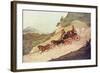 Coach Going Down Hill-James Pollard-Framed Art Print