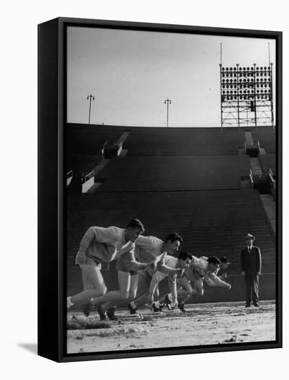 Coach Jess Hill, Leading the Track Team's Practice-John Florea-Framed Stretched Canvas