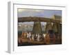 Coach Next to Augarte Bridge and Danube, Vienna, Austria, 18th Century-null-Framed Giclee Print