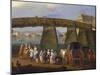 Coach Next to Augarte Bridge and Danube, Vienna, Austria, 18th Century-null-Mounted Giclee Print