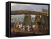 Coach Next to Augarte Bridge and Danube, Vienna, Austria, 18th Century-null-Framed Stretched Canvas