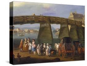 Coach Next to Augarte Bridge and Danube, Vienna, Austria, 18th Century-null-Stretched Canvas