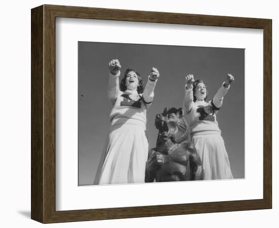 Coach of Lawrence High School Cheerleaders During Football Game-Francis Miller-Framed Photographic Print