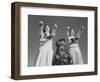 Coach of Lawrence High School Cheerleaders During Football Game-Francis Miller-Framed Photographic Print