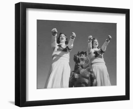 Coach of Lawrence High School Cheerleaders During Football Game-Francis Miller-Framed Photographic Print