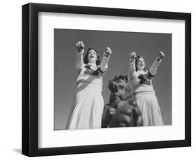 Coach of Lawrence High School Cheerleaders During Football Game-Francis Miller-Framed Photographic Print