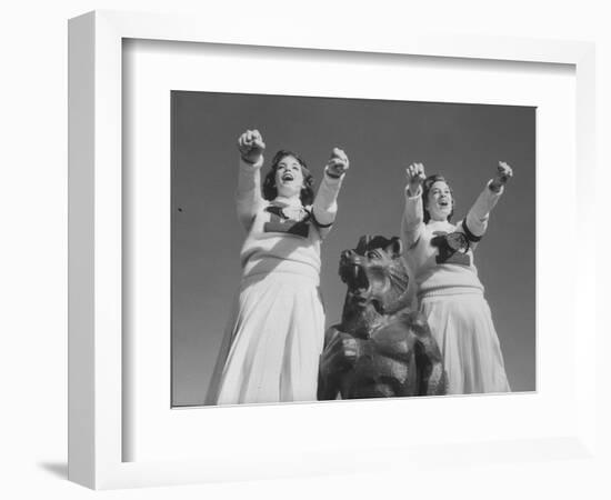 Coach of Lawrence High School Cheerleaders During Football Game-Francis Miller-Framed Photographic Print