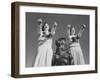 Coach of Lawrence High School Cheerleaders During Football Game-Francis Miller-Framed Photographic Print