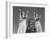 Coach of Lawrence High School Cheerleaders During Football Game-Francis Miller-Framed Photographic Print