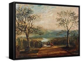 Coach on Road Through Dale, Moors Behind-J. M. W. Turner-Framed Stretched Canvas