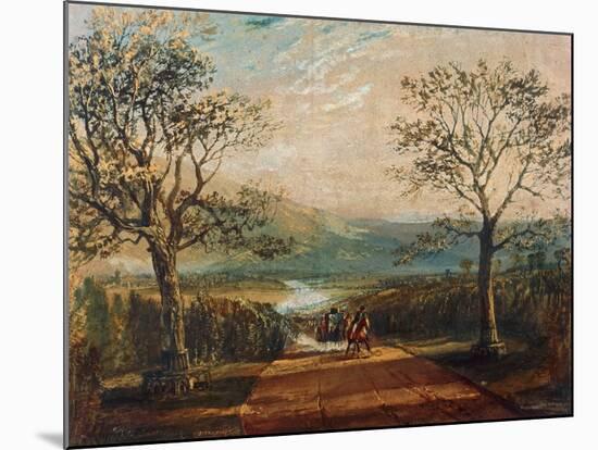 Coach on Road Through Dale, Moors Behind-J. M. W. Turner-Mounted Giclee Print