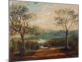 Coach on Road Through Dale, Moors Behind-J. M. W. Turner-Mounted Giclee Print