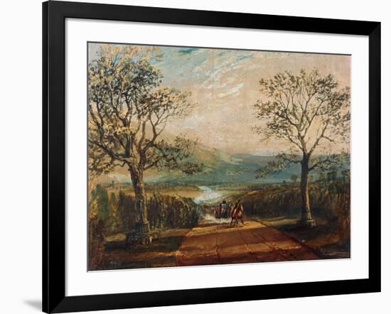 Coach on Road Through Dale, Moors Behind-J. M. W. Turner-Framed Giclee Print