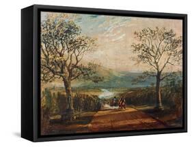 Coach on Road Through Dale, Moors Behind-J. M. W. Turner-Framed Stretched Canvas