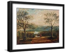 Coach on Road Through Dale, Moors Behind-J. M. W. Turner-Framed Giclee Print