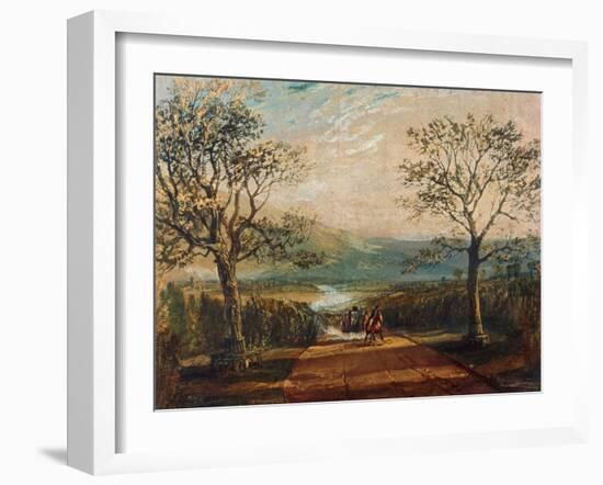 Coach on Road Through Dale, Moors Behind-J. M. W. Turner-Framed Giclee Print