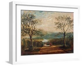 Coach on Road Through Dale, Moors Behind-J. M. W. Turner-Framed Giclee Print