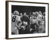 Coach Paul Brown Speaking to the Cleveland Browns Football Team from the Middle of the Huddle-null-Framed Premium Photographic Print