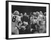 Coach Paul Brown Speaking to the Cleveland Browns Football Team from the Middle of the Huddle-null-Framed Premium Photographic Print