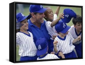 Coach with a Baseball Team-null-Framed Stretched Canvas