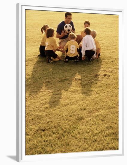 Coach with Youth Soccer Players-null-Framed Photographic Print