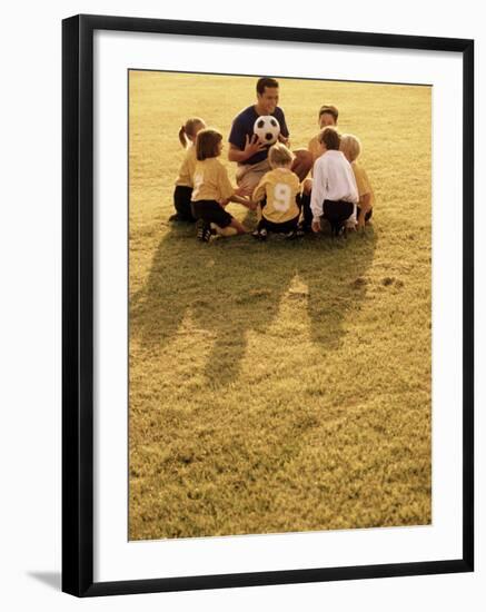 Coach with Youth Soccer Players-null-Framed Photographic Print