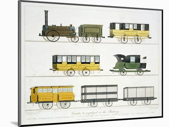 Coaches Employed on the Railway, Plate 7 from "Liverpool and Manchester Railway"-Thomas Talbot Bury-Mounted Giclee Print