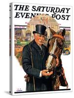 "Coachman and Horse," Saturday Evening Post Cover, November 29, 1930-J.F. Kernan-Stretched Canvas