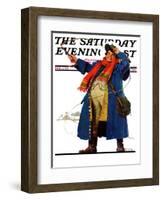 "Coachman with Whip" Saturday Evening Post Cover, December 7,1929-Norman Rockwell-Framed Giclee Print