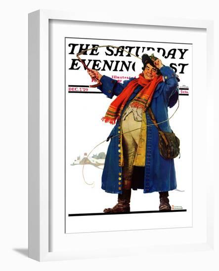 "Coachman with Whip" Saturday Evening Post Cover, December 7,1929-Norman Rockwell-Framed Giclee Print