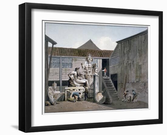 Coade Stone Factory Yard on Narrow Wall Street, Lambeth, London, C1800-George Shepherd-Framed Giclee Print