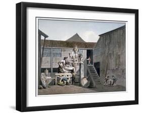 Coade Stone Factory Yard on Narrow Wall Street, Lambeth, London, C1800-George Shepherd-Framed Giclee Print