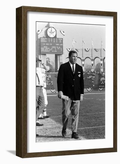 Coah Hank Stram of the Kansas City Chiefs, Super Bowl I, Los Angeles, CA, January 15, 1967-Bill Ray-Framed Photographic Print