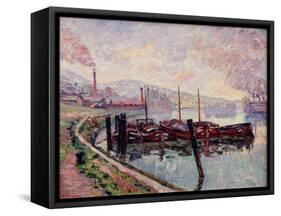 Coal Barges-Jean Baptiste Armand Guillaumin-Framed Stretched Canvas