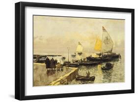 Coal Boats in Chioggia-Mose Bianchi-Framed Giclee Print