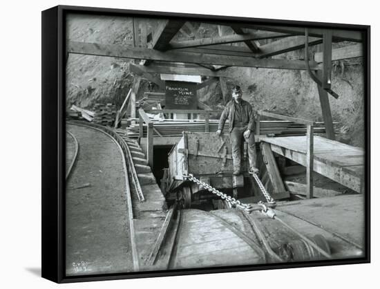 Coal Car with Operator, Franklin Mine-Asahel Curtis-Framed Stretched Canvas
