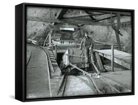 Coal Car with Operator, Franklin Mine-Asahel Curtis-Framed Stretched Canvas