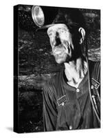 Coal Miner with Head Gear on Working in Mine-Dmitri Kessel-Stretched Canvas