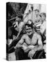 Coal Miners Taking a Break Outside Modern Shower and Changing Room at Government Mine-null-Stretched Canvas