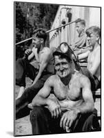 Coal Miners Taking a Break Outside Modern Shower and Changing Room at Government Mine-null-Mounted Photographic Print